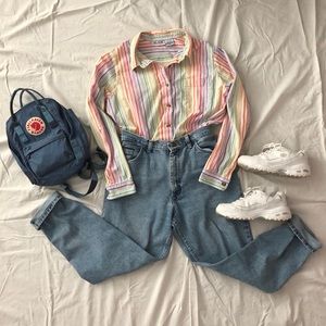 Vintage Multi Colored Striped Button Down Shirt